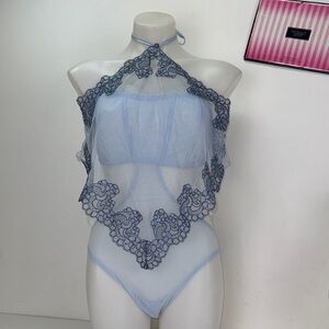 🔥Victoria's Secret Sheer Blue Lace Chemise lingerie Sz XL NWT